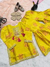 OC 217 Heavy Chinon Silk With Embroidery Sequence Work Girls Wear Kids Top Sharara With Dupatta Wholesalers In Delhi
